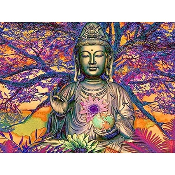 DIY 5D Diamond Painting Buddha by Number Kits Painting Cross Stitch Full Drill Crystal Rhinestone Embroidery Pictures Arts Craft for Home Wall Decor