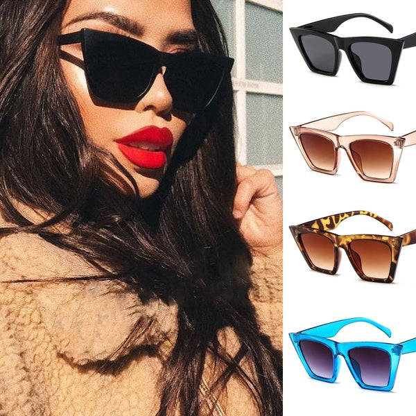 Fashion Vintage Luxury Cat Eye Sunglasses Women Candy Color Lens Square Glasses Classic Retro Outdoor Travel Lentes