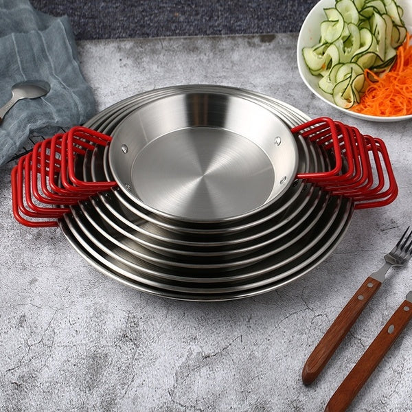 Stainless Steel Tableware Tray Plate Salad Pasta Dish Seafood Pan Frying Pan