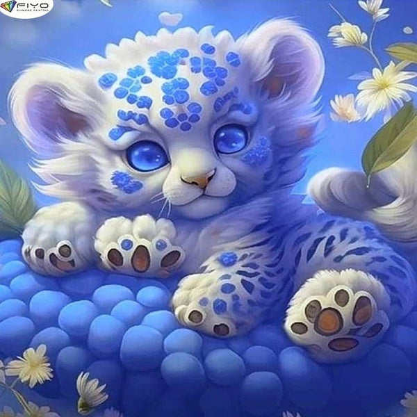 Tiger 5D Diamond Painting Kits Full Drill Crystal Embroidery Pictures Arts Craft for Home Wall Decor(Full Round 25x25-30x30-40x40-50x50cm)(Full Squar