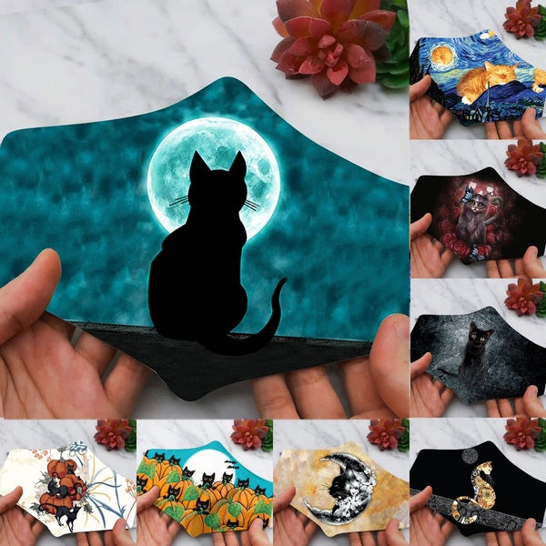 New Cat Lover Face Mask Van Gogh Starry Sky Cat Printed Mask Wonderful Cats face mask