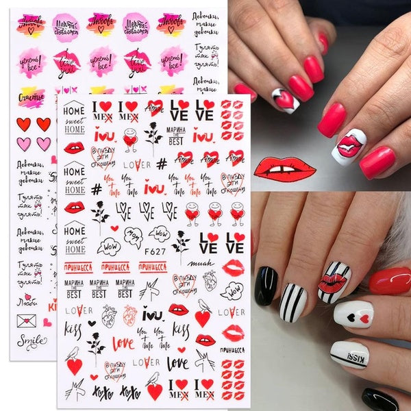 Colorful Butterfly Rose Pattern Trend Nail Stickers Nail Art Supplies Love Strawberry Valentine's Day Series Stickers Nail Decal