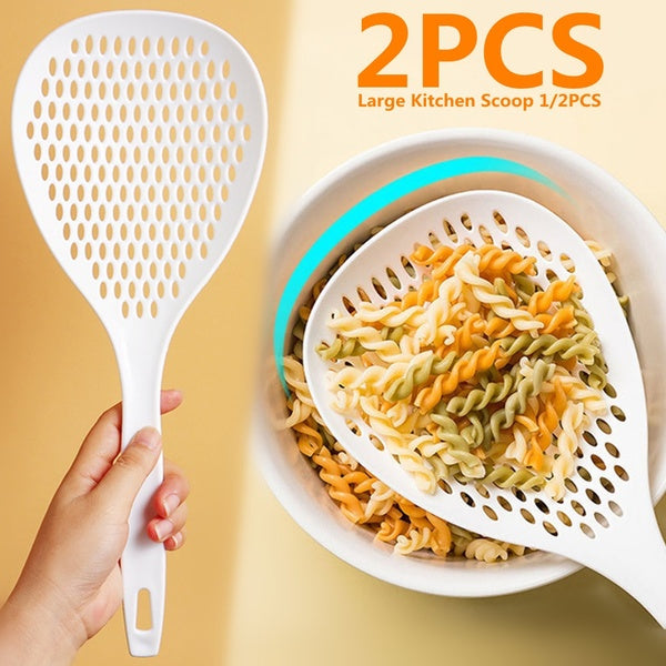 2-1PCS New Fashion Kitchen Accessories Large Scoop Colander Pasta Heat Resistant Strainer Meal Filter Soup Spoon Household Supplies