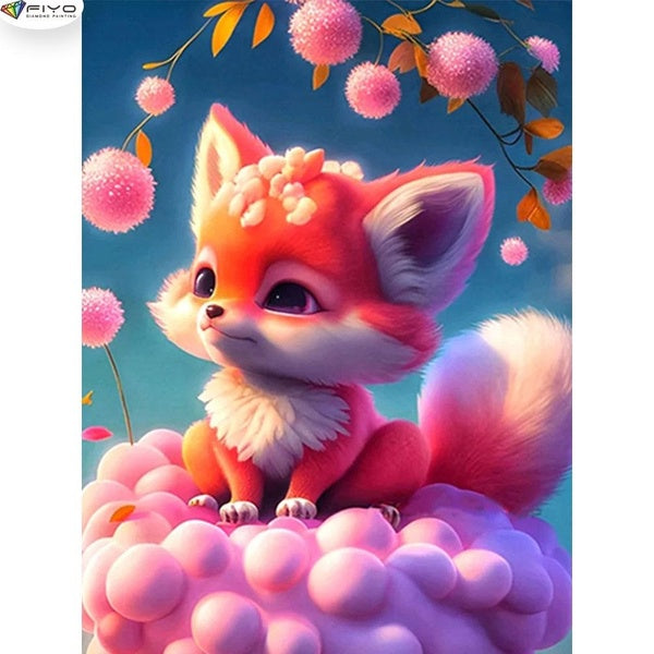 5D Diamond Painting Fox Diamond Embroidery Full Rhinestone Diy Mosaic Cross Stitch Kit Home DecorGift(FullRound15x25-20x30-30x40-40x50-50x70cm)(Full
