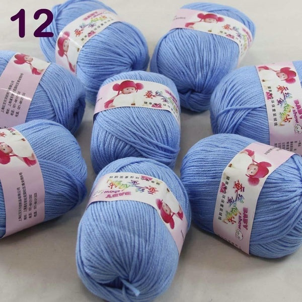 Sale lot 8 Skein x50g Cashmere Silk Wool Children Hand Knitting Crochet Yarn Rowan Cashmere Crocheting & Knitting Yarns Chunky Fashion Sky blue 12 Pr