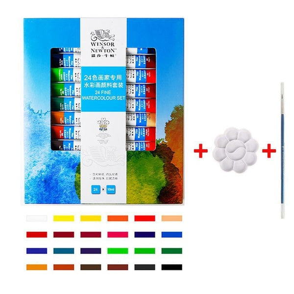 WINSOR & NEWTON Aritist Nécessaire 24 Couleurs Aquarelle Peinture Pigment 10 ML Tube Ensemble Brillant Pur Beaux-Arts Aquarelle pour Peintres Fournitur