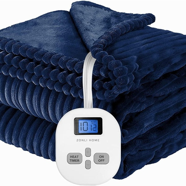 ZonLi Electric Blanket Full Size，Heated Blanket Throw with 10 Heating Levels and 1-12 Hours Time Settings, Flannel Fast Heating Blanket for Bedroom O