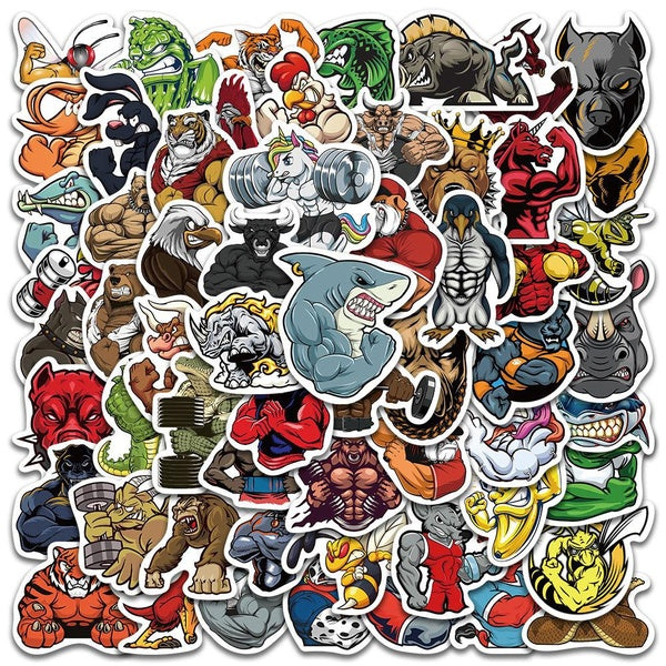 10-60pcs I'm strong I know stickers Cartoon muscle fitness animal graffiti Stickers for DIY Luggage Laptop Skateboard Motorcycle Bicycle Sticker