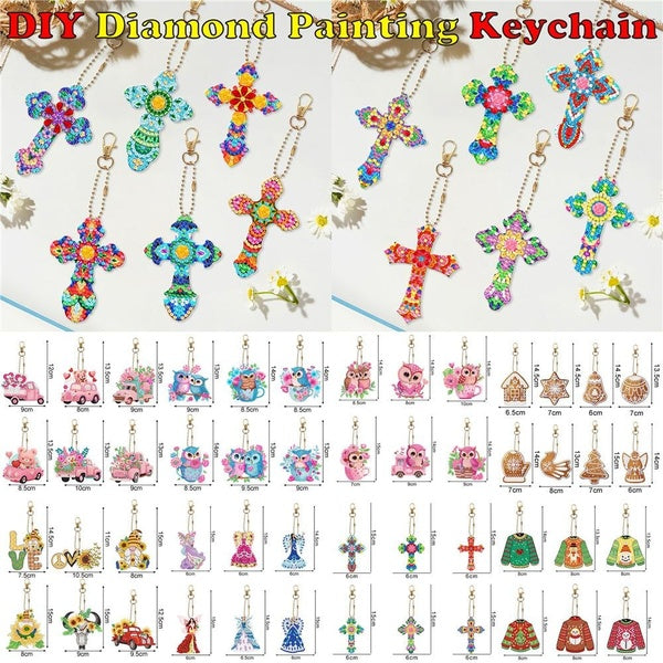 Kit de peinture au diamant au point de croix avec porte-clés - Décoration embellie pour l'artisanat @#A05