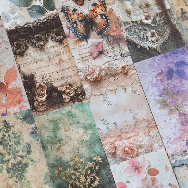 30Pcs-Pack Vintage Floral Butterfly Series Scrapbooking Decoration Material Paper Perfect for Collage Journal Craft DIY Supplies