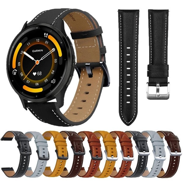 22mm Leather Watch Strap For garmin Venu 3 2-Vivoactive 4-Active Wristband Forerunner 965 745 255 Smartwatch Bracelet Watchband