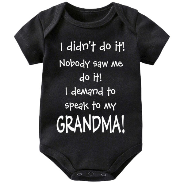 I Demand to Speak to My Grandma Baby Onesie for Boys Grils,Cute Creeper Infant One-piece Baby Bodysuit,Funny Novelty Short Sleeve Jumpsuit Romper,New