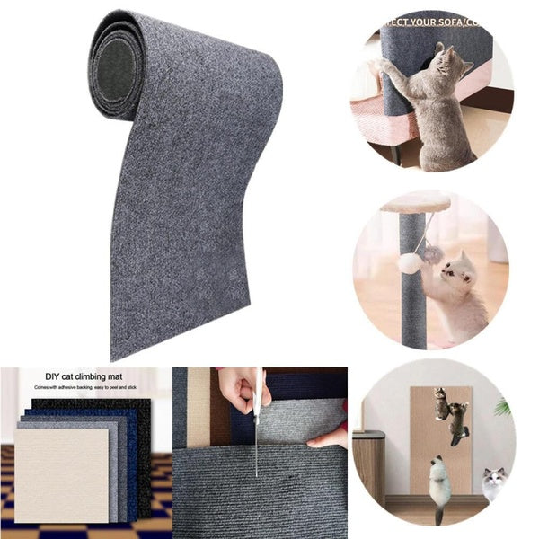 DIY Climbing Cat Scratcher, Trimmable Self-Adhesive Carpet Anti Cat Scratch Cat Mat Pad, Cat Carpet Replacement for Cat Tree Shelves, Cat Sofa Protec