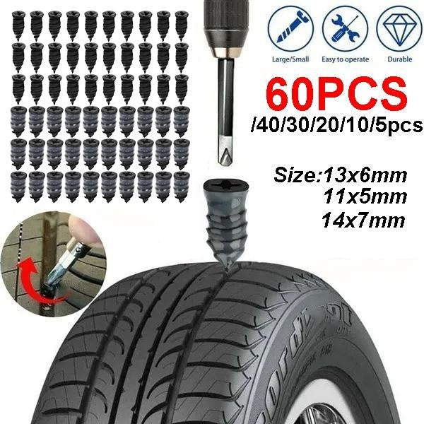 60-40-30-20-10-5pcs Car Vacuum Tyre Repair Nail Kit Rubber Tubeless Tire Repair Tool Set Self-tire Repair Tire Film Nail for Motorcycle Car Scooter R