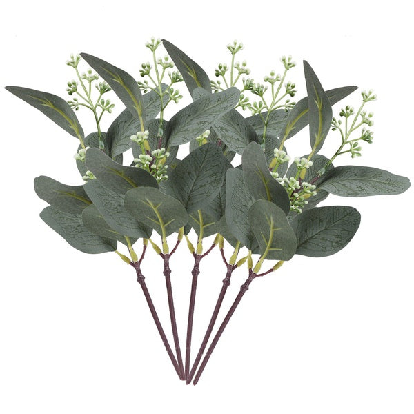 5Pcs Artificial Eucalyptus Leaves Stems Artificial Flowers for Home Decoration Greenery Stems Plants Wedding Bouquets Decor