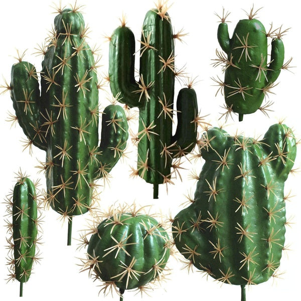 Artificial Cactus Decor Faux Cactus Plant Fake Succulents Plants Artificial Cacti Picks 6 PCS Unpotted Indoor Home Décor Fake Cactus Stems DIY Decora