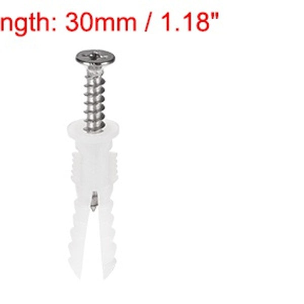 6 X 30 mm Tuyau d'expansion en plastique Colonne Béton Cloison'sèche Ancrage Prise murale Cadre Fixations Tube avec vis Blanc 20 pcs