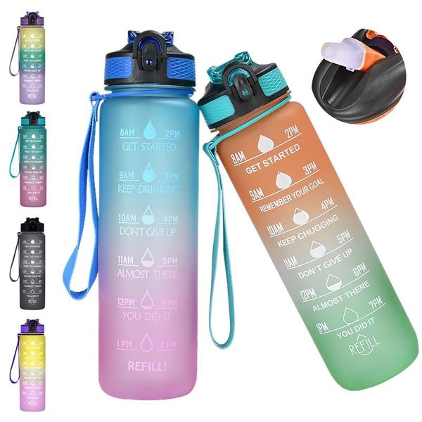 Large Capacity Water Bottle with Time Marker & Straw Leakproof Sport Water Bottle Motivational Water Bottle Daily Water Intake Bottle Ensure You Drin
