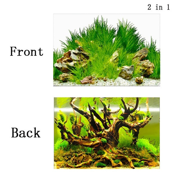 3D Aquarium Landscape Poster Fish Tank Background Painting Sticker Double-sided Ocean Sea Plants Backdrop HD Aquarium Decoration
