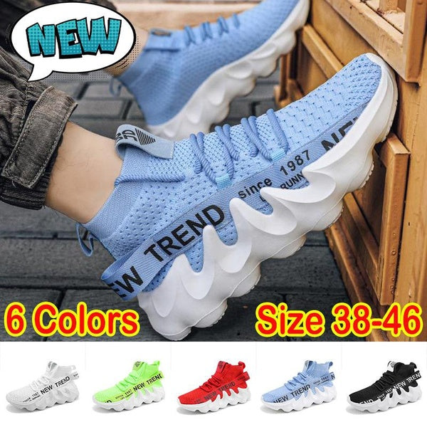 New Men's Anti-slip Sports Shoes Mesh Breathable Tennis Shoes Lace-up Running Shoes Men's High-top Sneakers Athletic Shoes Hiking Shoes Casual Shoes
