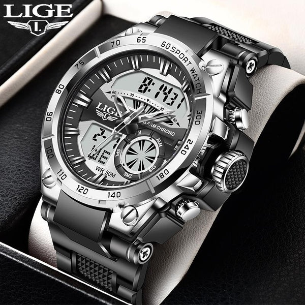 2024 LIGE nouveau style montres pour hommes montres de sport étanche choc sport militaire montre à quartz pour homme montre-bracelet numérique relogi