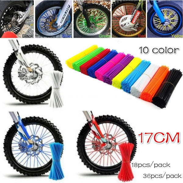 18pcs-36pcs Motorcycle Universal Spoke Sleeve Plastic Colored Wheel Spoke Sleeve Steel Wire Sleeve Bicycle Colorful Tube Car Decoration Tube Modifica