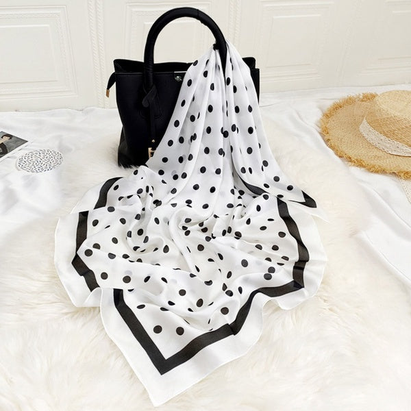 90*90cm Polka Dot Printing Scarf for Women Fashion Accessories Soft and Smooth Square Scarves