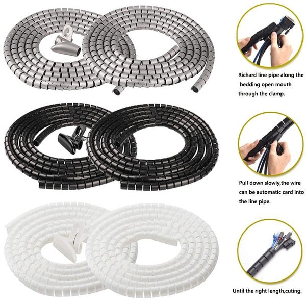 2 mètres 8-25mm câble spirales envelopper cordon rangé fil cerclage métier à tisser organisateur de stockage PC TV fil enroulement Tube fil manchons