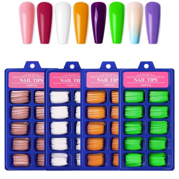 100 Pack Full Coverage Fake Nail Tips Acrylic Coffin Ballerina Nail Art Decorative Accessories Long Press Fake Nail Extensions