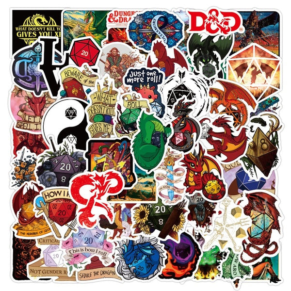 10-50Pcs Anime Dungeons and Dragons Stickers Cartoon Game Graffiti Stickers for DIY Luggage Laptop Skateboard Motorcycle Bicycle Stickers