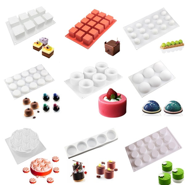 Baking silicone cake molds Square, cylindrical, Half ball, round Brownie Mousse Dessert bakeware chocolate silicone mold