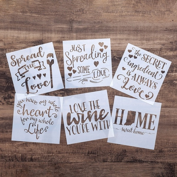 13 cm 6 pcs DIY Craft Thankful Blessed Stencils For Walls Painting Scrapbooking Stamping Stamps Album Decorative Embossing Paper Cards