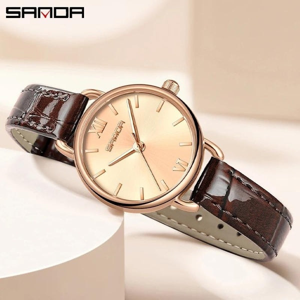 SANDA Nouvelle Arrivée Dames Élégant Cadran Rond Mouvement À Quartz Étanche Affaires Femmes Mode Montre-Bracelet Analogique