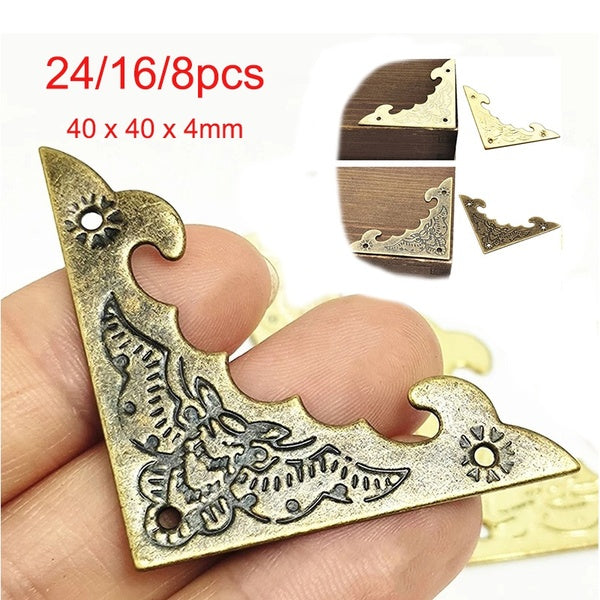 24-16-8PCS Iron Decoration Corner Bracket Antique Jewelry Wooden Box Foot Leg Bat Corner Protector Crafts Furniture Fittings Hardware