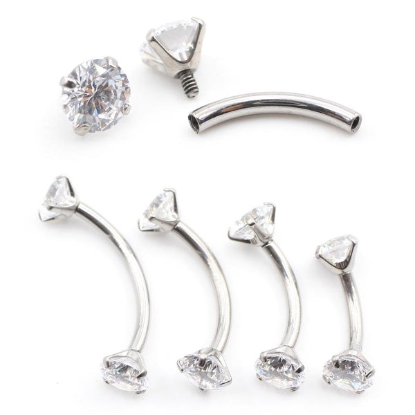 Alisouy 1PC Filetage interne Titane Zircon Sourcil Courbé Anneau à Lèvres Snug Daith Cartilage Helix Boucle d'oreille Piercing Bijoux de Corps