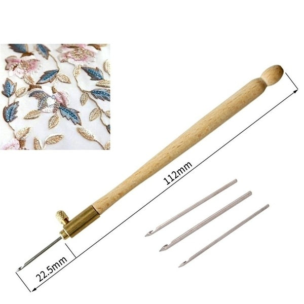 Manche en bois Tambour Crochet crochet avec 3 aiguilles Crochet français broderie perles cerceau outil de couture ensemble bricolage artisanat