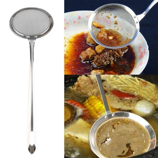 Stainless Steel Fine Mesh Colander Sifter Strainer Pot Colander Oil Filtering Spoon Milk Soya-Bean Tea Filter Kitchen Tool