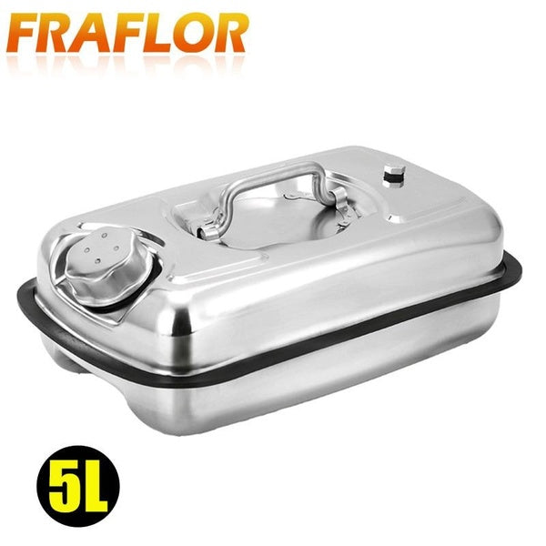 5L Liters Oil Tank Metal Fuel Tank Oil Gasoline Diesel Canister Storage Can Motorcycle Truck 304 Stainless Steel Car Accessories