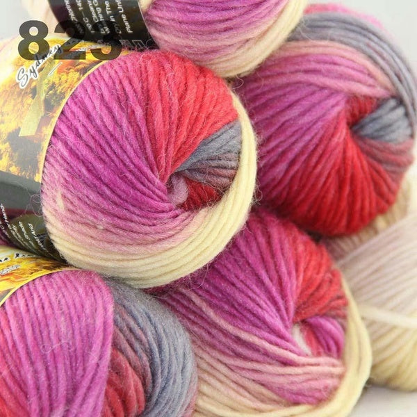 Sale New Lot of 6x50gr Balls Chunky Hand Coarse Knitting Rainbows Tops Hand Knit Wool Crochet Yarn #823 Light Yellow lilac Red ★ Scarves Wrap Shawls