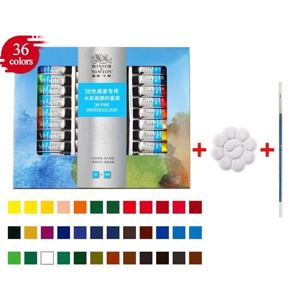 WINSOR & NEWTON 36 Colors 10ML Watercolor Paint Pigment Tube Set For Artist Art Supplies Bright Pure Fine Smooth Watercolor Paint Art Supplies