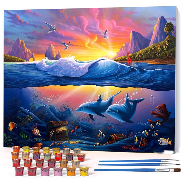 （Sunken Treasure）FIYO Diy Oil Paint by Numbers Kits for Adults and Kids Beginner on Canvas Fashion Oil Painting Wall Art for Gift( No Frame )