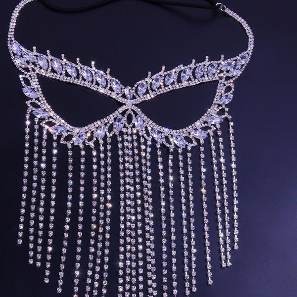 Fashion Wedding Tassel Mask for Face Women Jewellery Halloween Luxury Crystal Anonymous Mask Decoration Accessories