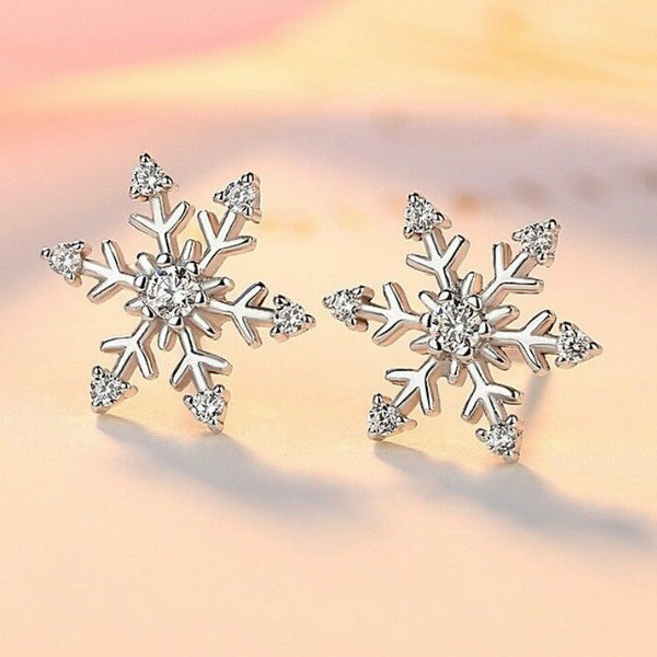 Nouveau joli flocon de neige charme argent plaqué cristal boucle d'oreille pour les femmes cadeau de noël boucle d'oreille bijoux