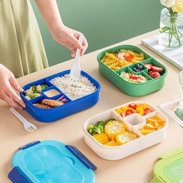 Nouveau 1300ml 3 Compartiments Lunch Box Boîte à Bento Scellée avec Compartiment à Sauce Scellage Indépendant Boîte à Lunch Étudiant pour Enfants Mic