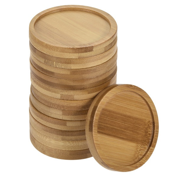 Plant Pot Saucer, 12 Pack 7.5cm OD Bamboo Round Flower Drip Tray for Indoors