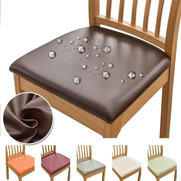 PU Leather Seat Covers for Dining Room Chairs, Oil-proof Waterproof Kitchen Dining Seat Slipcovers - Chair Seat Covers Protector