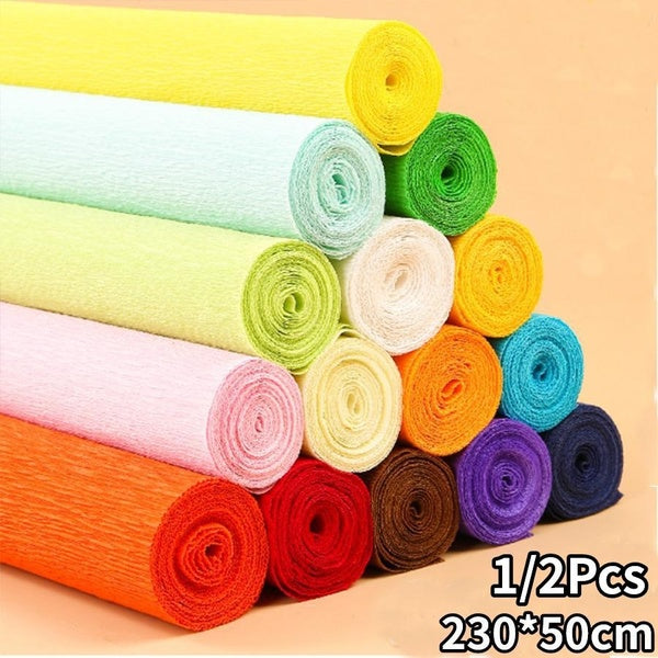 1-2Pcs 230*50cm Crepe Paper Roll 26 Colors Origami Crinkled Crepe Paper Craft DIY Flowers Decoration Gift Wrapping Paper