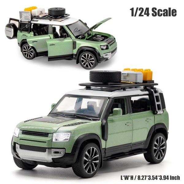1:24 Scale Alloy Diescast Model Car Toy for Land Rover Defender 110 Outdoor Edition Sound Light Collection Kids Gift