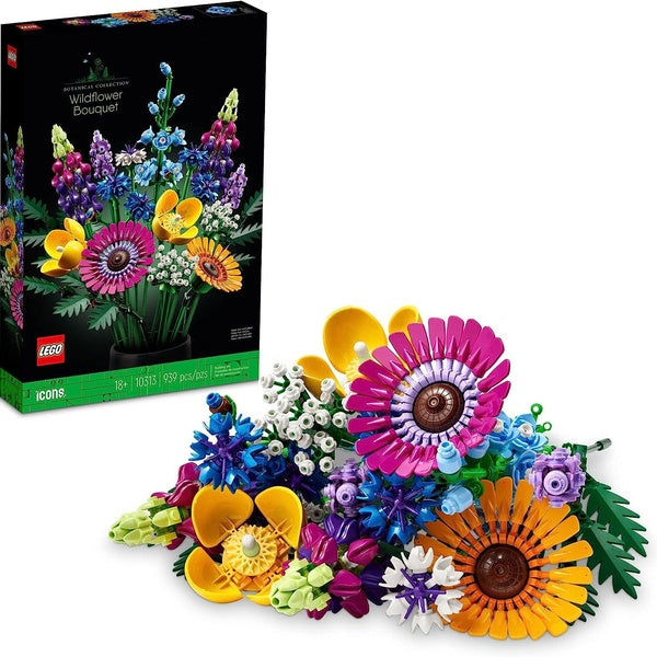 LEGO Icons Bouquet de fleurs sauvages 10313 - Fleurs artificielles avec coquelicots et lavande, collection adulte, décoration d'intérieur unique, piè