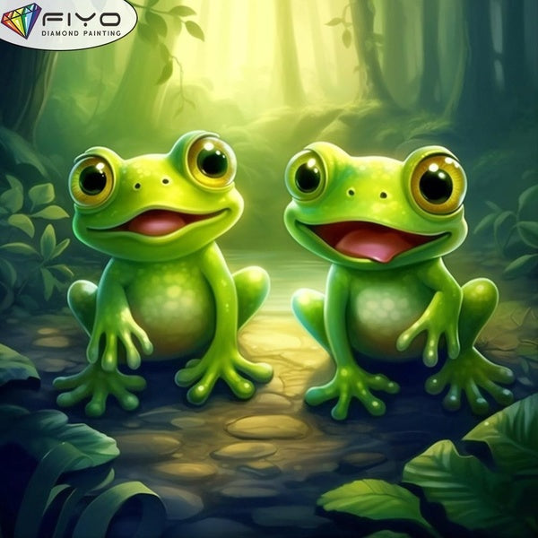 FIYO DIY 5D Frog Diamond Painting Full Drill with Number Kits Home and Kitchen Fashion Mosaic Diamond Painting Canvas Wall Decoration Gift Crafts for